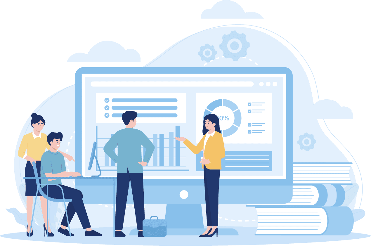 インターンシップ応募に関する打ち合わせをしている様子のイラスト