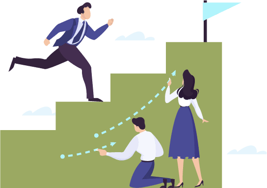 階段を登るビジネスパーソンのイラスト